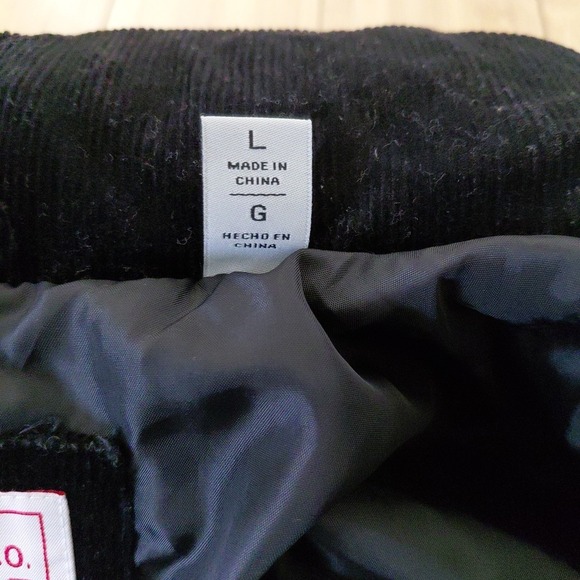 Levis Puffer Corduroy Jacket Vintage LARGE Black Cinch Waist Y2K Academia Preppy - Picture 6 of 12